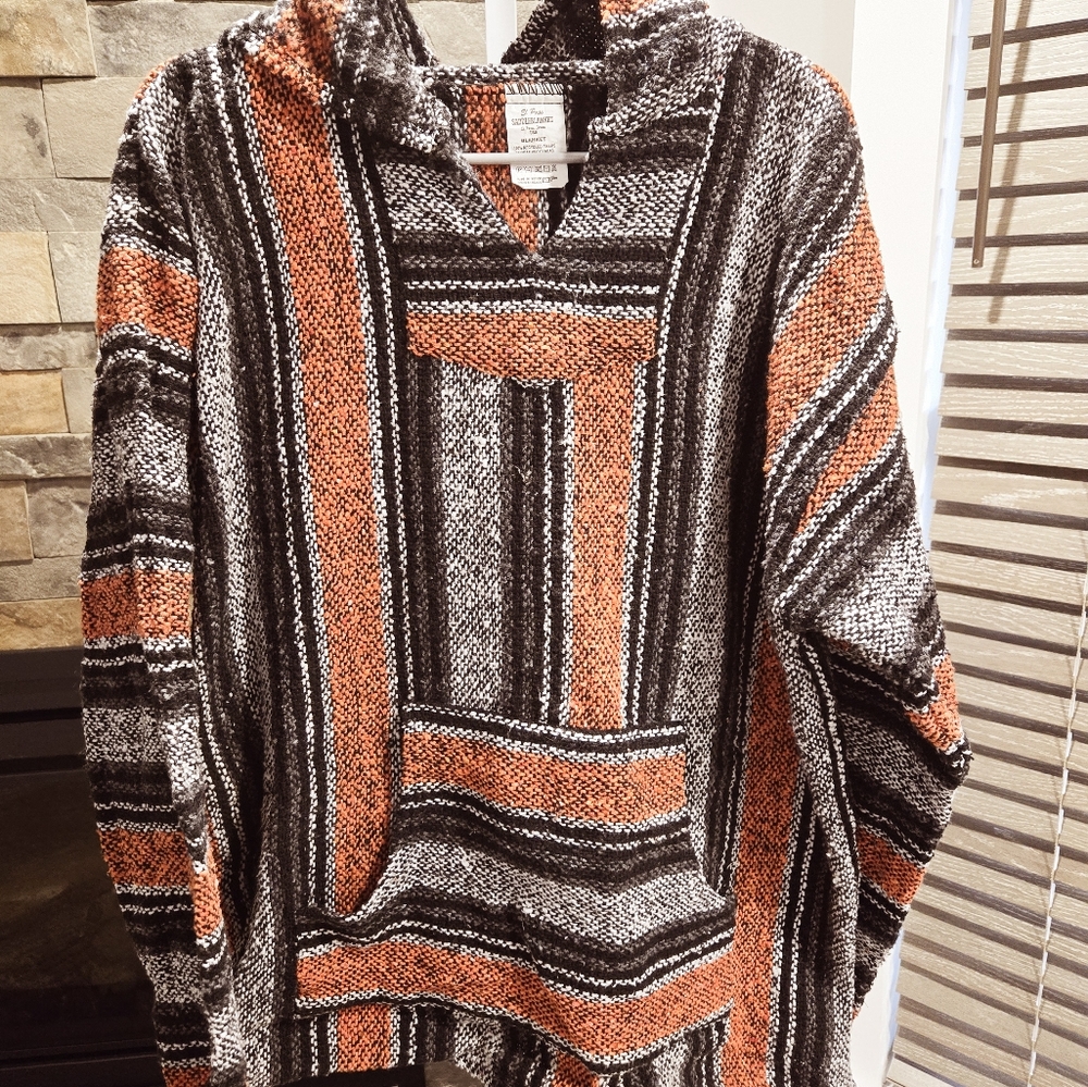 Striped Knit Sweater in Black and Orange